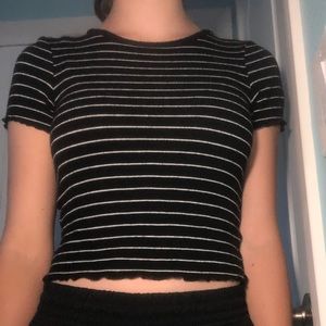 black shirt with white stripes!